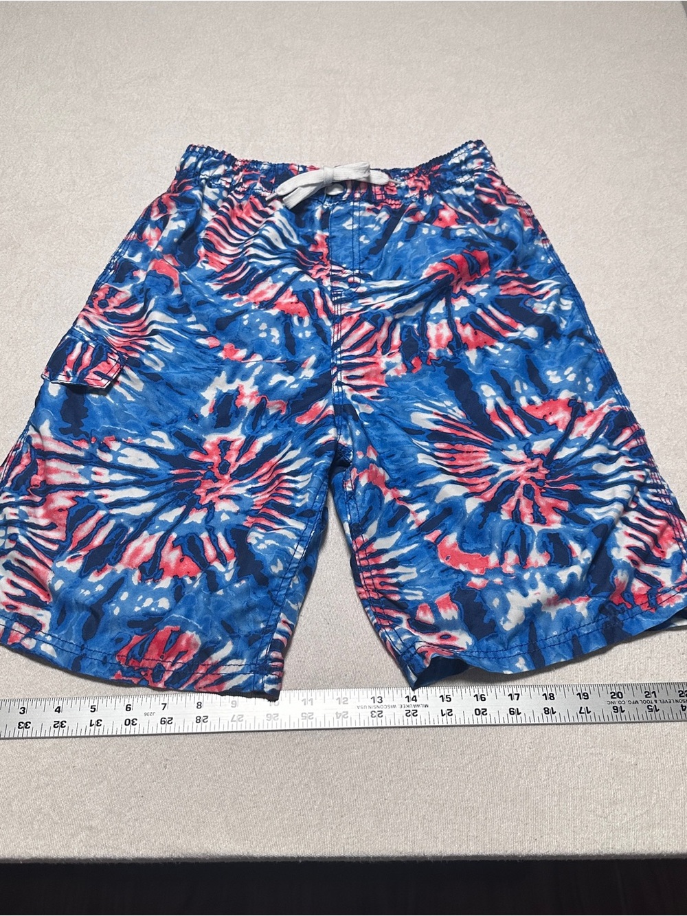 Kanu Surf Blue Red White Tie-Dye Swim Trunks